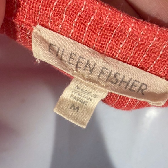 Eileen Fisher 100% Linen Gauze Striped Popover Tunic Beach Coverup size Medium - Picture 6 of 6